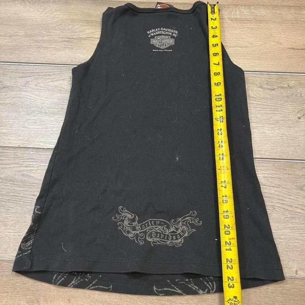 Harley Davidson Tank Top Womens Large Black Winged Logo American Tradition DC